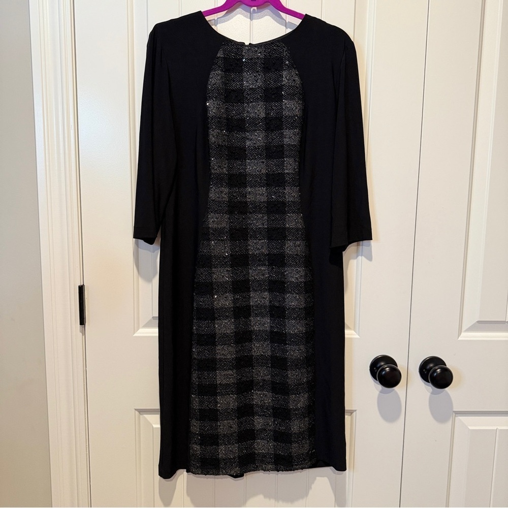 Black Plaid Midi Dress - Picture 3 of 9